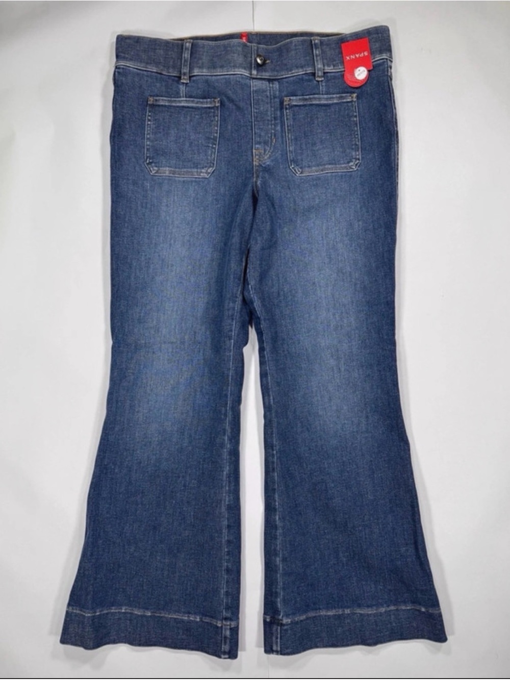 Span Patch Pocket Flare Pull On Denim Jeans Plus Size 1X Petite